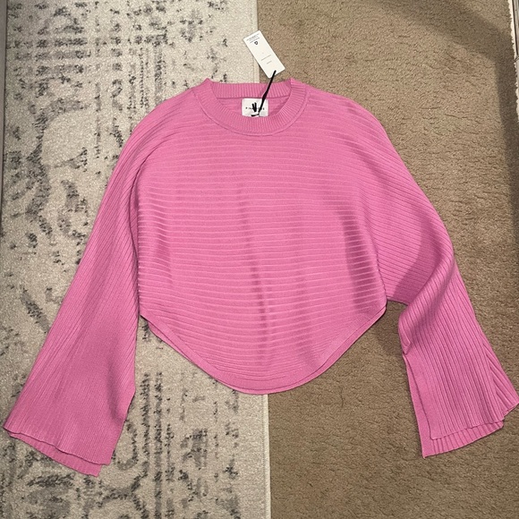 PINK ROSE 🥀 🌹 🩷 Ribbed Crop top sweater NWT - Picture 2 of 12